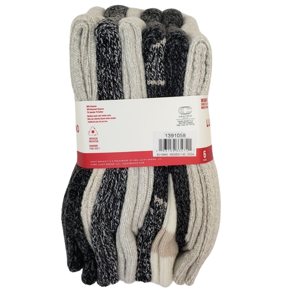 Lucky Brand Women's Boot Socks Waffle Knit and Cabling Details 6 Pairs NWT - Picture 1 of 3
